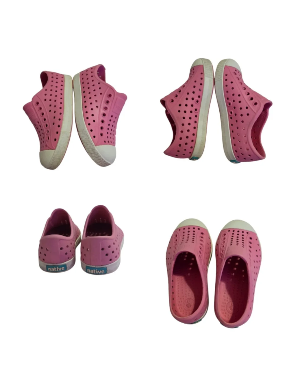 Native Jefferson Girls Water Shoes Size 9 Toddler Pink and White